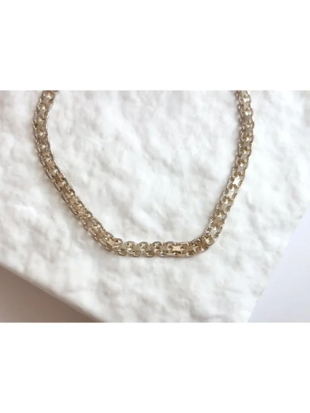 Italian Made Flat Link Minimalist Vintage Sterling Silver 925 Bracelet - 8